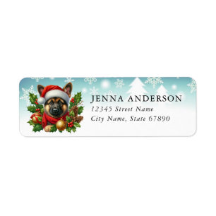 Christmas German Shepherd Retourner l'adresse Étiq