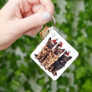 Christmas German Shepherd Santa Dogs Keychain