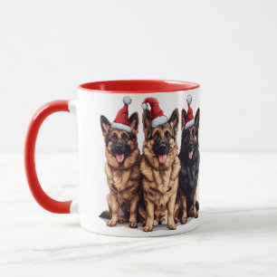 Christmas German Shepherd Santa Dogs Mug