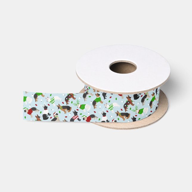 Christmas German Shepherd Satin Ribbon (Spool)