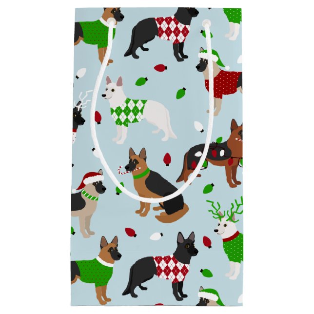 Christmas German Shepherd Small Gift Bag (Front)
