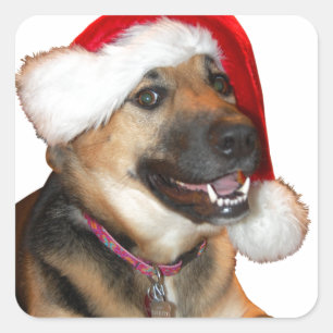 Christmas German Shepherd Square Sticker
