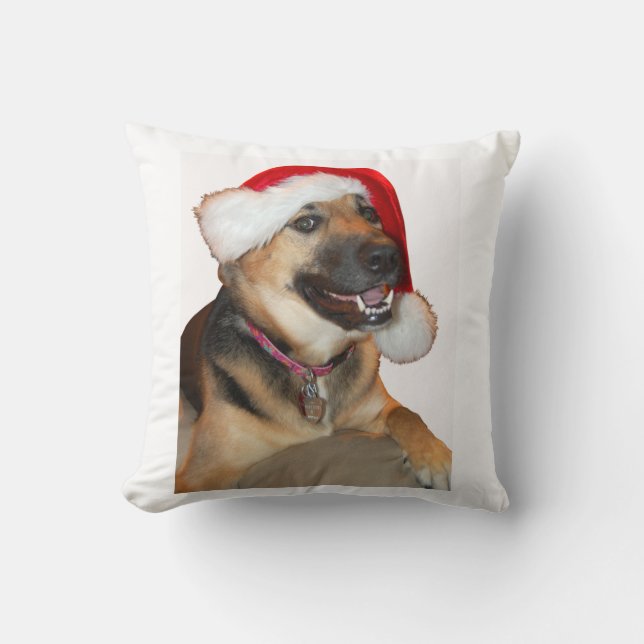 Christmas German Shepherd Throw Pillow (Front)