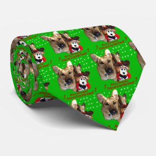 Christmas German Shepherd & Toy Reindeer Tie