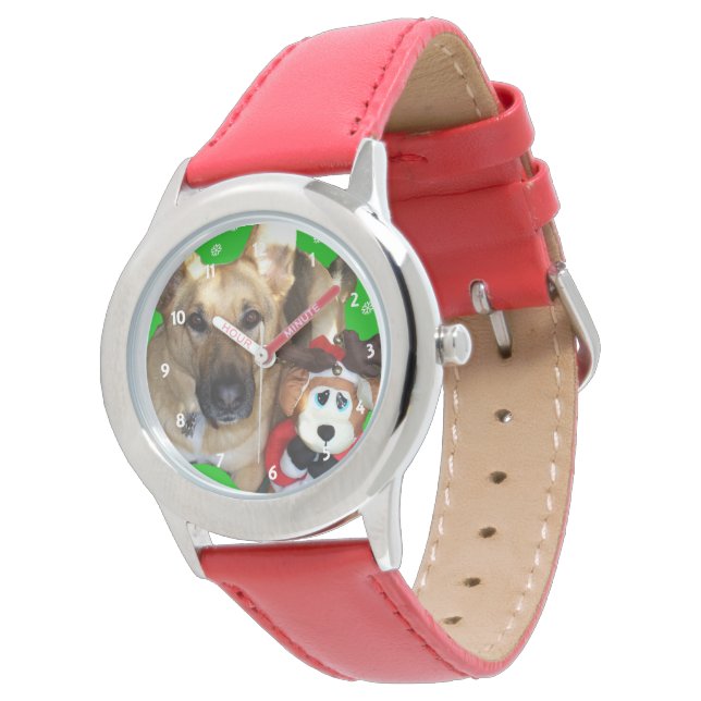 Christmas German Shepherd & Toy Reindeer Watch (Angled)