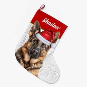 Christmas German Shepherd with Dog's Name Large Christmas Stocking