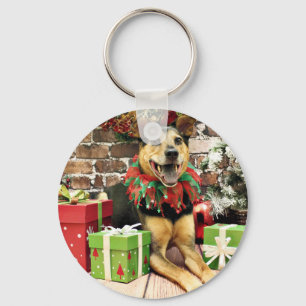 Christmas - German Shepherd X - Bailey Keychain