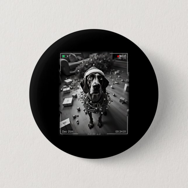 Christmas German Shorthaired Pointer Caught On Cam 2 Inch Round Button (Front)