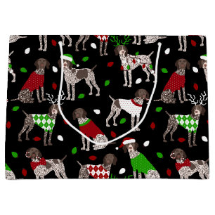 Christmas German Shorthaired Pointer Large Gift Bag