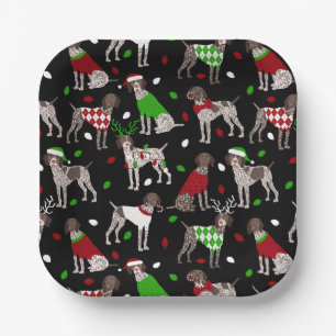 Christmas German Shorthaired Pointer Paper Plate