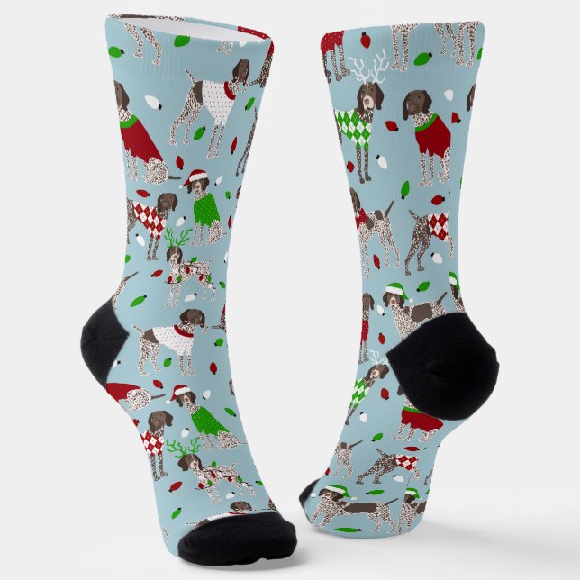 Christmas German Shorthaired Pointer Socks (Angled)