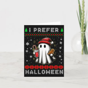 Christmas Ghost I Prefer Halloween Ugly Xmas Men W Card