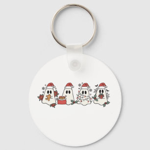 Christmas Ghost Spooky Holiday Halloween Christm Keychain