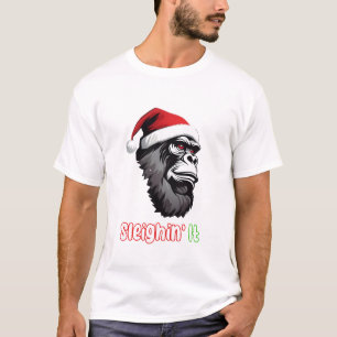 Christmas Giant Monster Gorilla Xmas Santa Hat T-Shirt