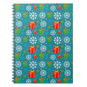 Christmas Gift and Snowflakes Pattern Notebook