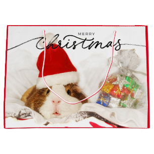 CHRISTMAS GIFT BAG HAMSTER WITH SANTA HAT 