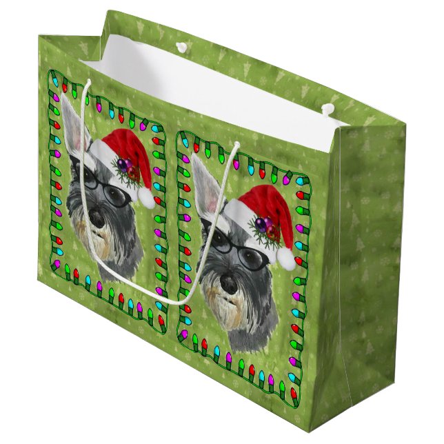 Christmas Gift Bag Large -- Schnauzer (Front Angled)