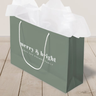 Christmas Gift Bag Merry & Bright Soft Green
