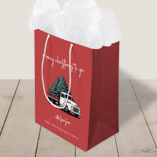 Christmas Gift Bag Truck Holiday Present Bags