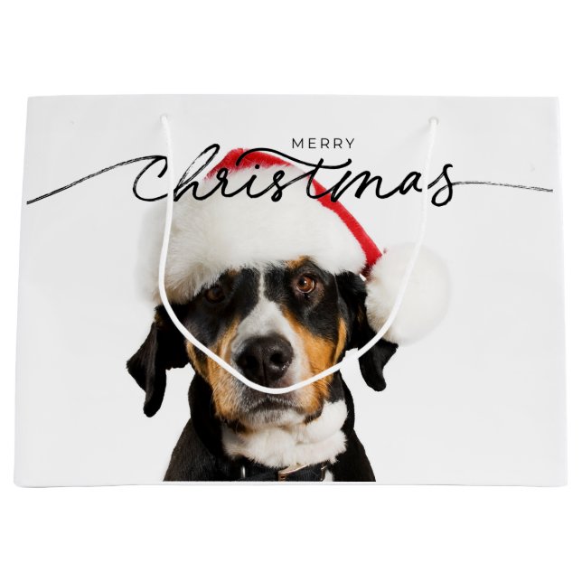 CHRISTMAS GIFT BAG WITH BROWN DOG (Front)