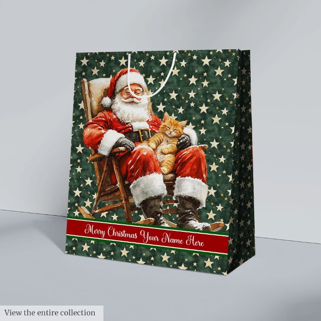 Christmas Gift Bag with Monogram, Vintage Santa (Christmas Gift Bag with Monogram, Vintage Santa)
