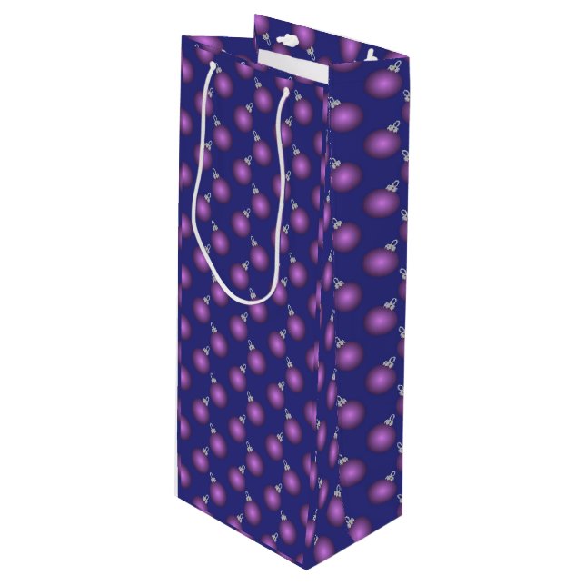 Christmas Gift Bag with Purple Baubles (Front Angled)
