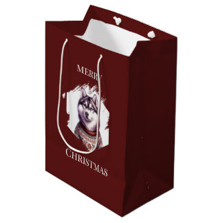 Christmas Gift Bags, Husky Holiday Medium Gift Bag