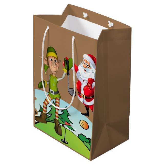 Christmas Gift Bags Santa Golfing (Back Angled)