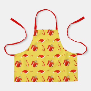 Christmas gift box Santa hat candy cane Apron