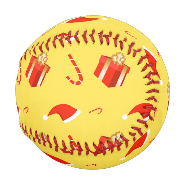 Christmas gift box Santa hat candy cane Baseball (Front Right)