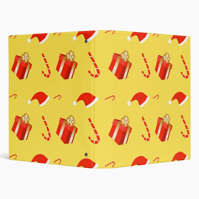 Christmas gift box Santa hat candy cane Binder (Background)