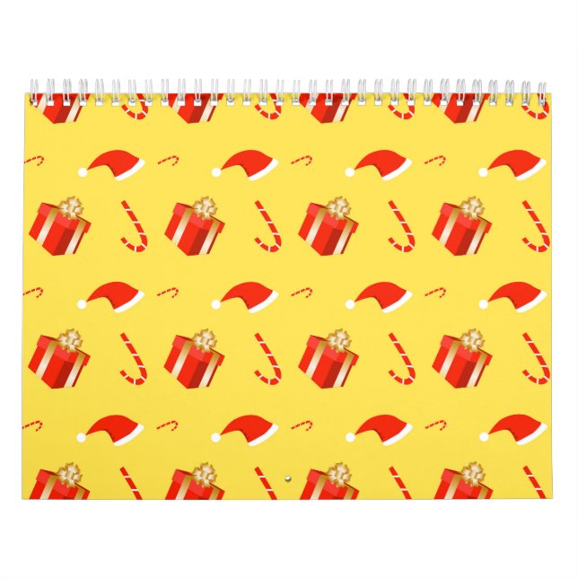 Christmas gift box Santa hat candy cane Calendar (Cover)