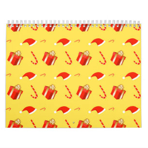 Christmas gift box Santa hat candy cane Calendar