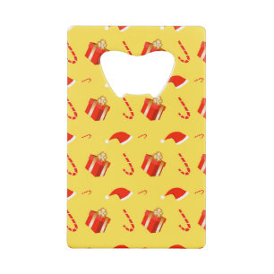 Christmas gift box Santa hat candy cane Credit Card Bottle Opener