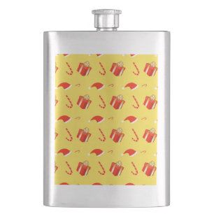 Christmas gift box Santa hat candy cane Hip Flask