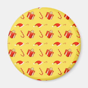 Christmas gift box Santa hat candy cane Magnet