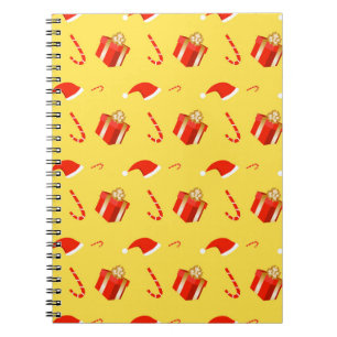 Christmas gift box Santa hat candy cane Notebook