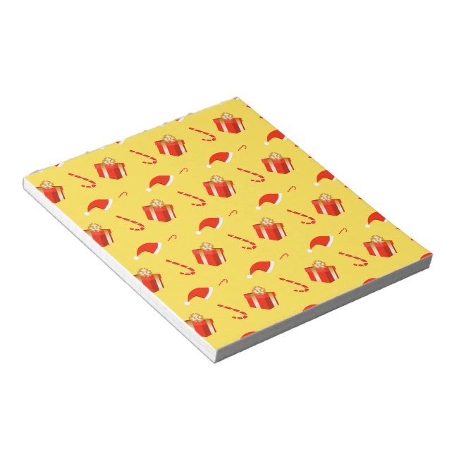 Christmas gift box Santa hat candy cane Notepad (Angled)