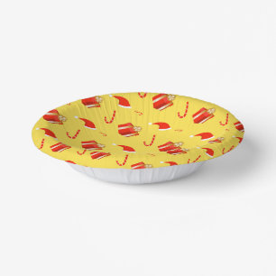 Christmas gift box Santa hat candy cane Paper Plate