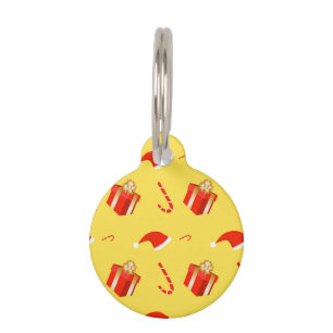 Christmas gift box Santa hat candy cane Pet Tag