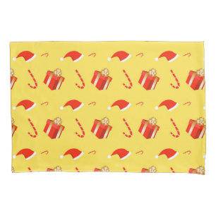 Christmas gift box Santa hat candy cane Pillowcase