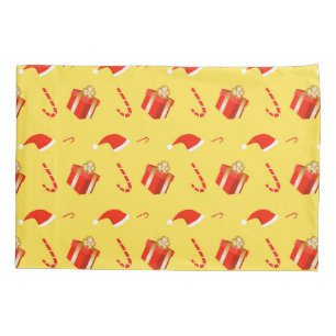 Christmas gift box Santa hat candy cane Pillowcase