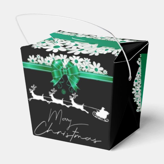 Christmas gift box with green ribbon (Back Side)