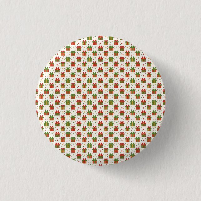 Christmas Gift Boxes and Bows Seamless Pattern 1 Inch Round Button (Front)