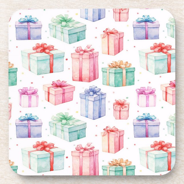 Christmas Gift Boxes Pattern. Gift Boxes Pattern Coaster (Front)