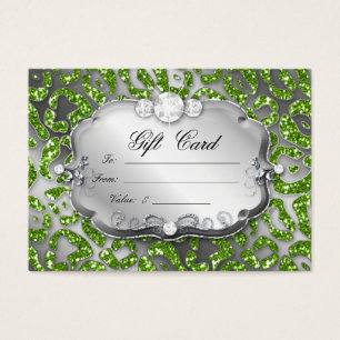 Christmas Gift Card Jewellery Zebra Green Leopard