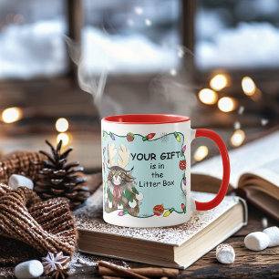 Christmas Gift Cat Green Funny Mug