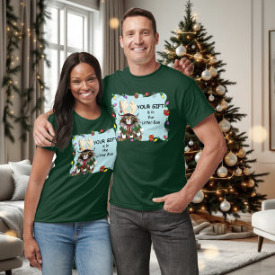 Christmas Gift Cat Green Funny T-Shirt