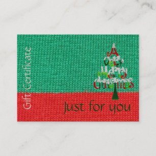 Christmas Gift Certificate   Just For You Holiday