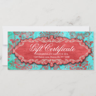 Christmas Gift Certificate Vintage Damask Salon b